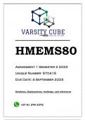 HMEMS80 Assignment 1 (ANSWERS) Semester 2 2023 (570415) - DISTINCTION GUARANTEED