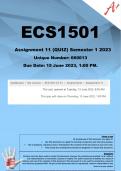 ECS1501 Assignment 11 (QUIZ) Semester 1 2023 (660613) - DUE 15 June 2023
