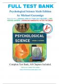 TEST BANK FOR PSYCHOLOGICAL SCIENCE 6TH EDITION BY MICHAEL S. GAZZANIGA ISBN: 978-0393640366, CHAPTER 1-15 | Complete Guide A+