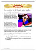 Samenvatting (NLs) van het boek  '10 Days to Faster Reading' van Princeton en Abby Marks Beale - door Uitblinker