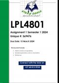 LPL4801 Assignment 1 (QUALITY ANSWERS) Semester 1 2024 (569476)