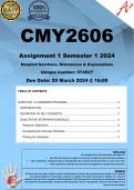 CMY2606 Assignment 1 (COMPLETE ANSWERS) Semester 1 2024 (574527) - DUE 20 March 2024