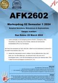 AFK2602 Werkopdrag 2 (VOLLEDIGE ANTWOORDE) Semester 1 2024 - Verval 25 Maart 2024