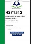 HSY1512 Assignment 2 (QUALITY ANSWERS) Semester 1 2024