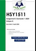 HSY1511 Assignment 2 (QUALITY ANSWERS) Semester 1 2024