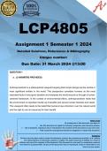 LCP4805 Assignment 1 (COMPLETE ANSWERS) Semester 1 2024 - DUE 31 March 2024