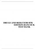 TEST BANK FOR DRUGS AND BEHAVIOR 8TH EDITION HANCOCK
