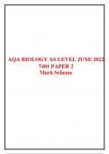 AQA BIOLOGY AS LEVEL JUNE 2022 7401 PAPER 2 Mark Scheme