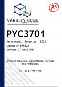 PYC3701 Assignment 1 (DETAILED QUIZ ANSWERS) Semester 1 2024 (576226) - DISTINCTION GUARANTEED 