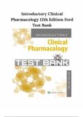 Test Bank For Introductory Clinical Pharmacology 12th Edition by Susan M Ford, All Chapters Covered