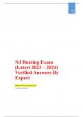 NJ Boating Exam (Latest 2023 – 2024) Verified Answers By Expert Download to score an A 