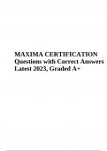 MAXIMA CERTIFICATION | Questions with Correct Answers Latest 2023