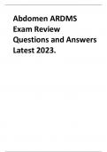 Abdomen ARDMS Exam Review Questions and Answers Latest 2023.