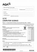 AQA GCSE COMPUTER SCIENCE Paper 1 JUNE 2022 (8525/1C: Computational thinking and programming skills – VB.Net)
