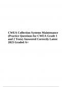 CWEA Collection Systems Maintenance (Practice Questions for CWEA Grade 1 and 2 Tests) Answered Correctly Latest 2023 Graded A+