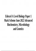 Edexcel A Level Biology Paper 1 Mark Scheme June 2022 | Advanced Biochemistry | Microbiology and Genetics, Edexcel A Level Biology Paper 2 Mark Scheme June 2022: GCE In Biology B (9BI0/02) Paper 2 | Advanced Physiology, Evolution and Ecology and Edexcel A