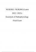 NUR2063 / NUR2063 (Latest 2022 / 2023) : Essentials of Pathophysiology Final Exam.