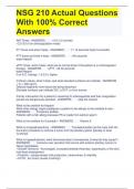NSG 210 Actual Questions With 100% Correct Answers