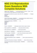 NSG 210 Reproduction Exam Questions With Complete Solutions