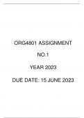 ORG4801 ASSIGNMENT 2 2023 SOLUTIONS (DUE DATE: 15 JUNE 2023)