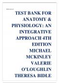 TEST BANK FOR ANATOMY & PHYSIOLOGY: AN INTEGRATIVE APPROACH 4TH EDITION MICHAEL MCKINLEY VALERIE O’LOUGHLIN THERESA BIDLE (All Chapters Covered)