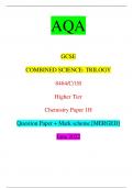 AQA GCSE COMBINED SCIENCE: TRILOGY 8464/C/1H Higher Tier Chemistry Paper 1H Question Paper + Mark scheme [MERGED] June 2022 *jun228464c1H01* IB/M/Jun22/E10 8464/C/1H For Examiner’s Use Question Mark 1