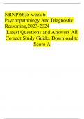 NRNP 6635 week 6 Psychopathology And Diagnostic Reasoning,2023-2024 Latest Questions and Answers .