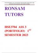 HSE3704 ASSESMENT 3 (PORTFOLIO) 1ST SEMESTER 2023. this document contains answered portfolio questions that  will give a very good mark