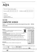 AQA JUNE 2022 GCSE COMPUTER SCIENCE Paper 1 FINAL QUESTION PAPER Computational thinking and programming skills – VB.Net 