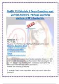 MATH 110 Module 8 Exam Questions and Correct Answers- Portage Learning statistics 2023 Graded A+