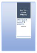 2023 May Exam (elaborations) PVL3704 - Enrichment Liability And Estoppel (PVL3704) 