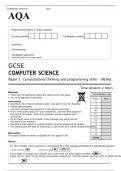 AQA GCSE COMPUTER SCIENCE Paper 1 June 2022 question paper- Computational thinking and programming skills – VB.Net