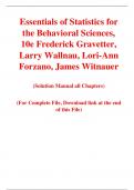 Essentials of Statistics for the Behavioral Sciences, 10e Frederick Gravetter, Larry Wallnau, Lori-Ann Forzano, James Witnauer (Solution Manual)