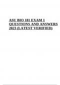 ASU BIO 181 EXAM 1Final Test (QUESTIONS AND ANSWERS 2023 LATEST VERIFIED)