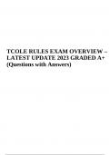TCOLE RULES FINAL EXAM REVIEW Questions with Answers (LATEST UPDATE 2023 GRADED A+ )