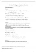 University of Washington - Department of Chemistry Chemistry 453 Homework Assignment 10 
