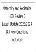 Maternity and Pediatrics HESI Review 3 Latest Update 2023/2024 (All New Questions Included)