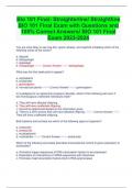 Bio 101 Final- Straighterline/ Straightline  BIO 101 Final Exam with Questions and  100% Correct Answers/ BIO 101 Final  Exam 2023-2024