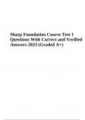 Sharp Foundation Test 1 Questions With Verified Answers Latest Update 2023 Graded A+