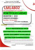 LML4802 PORTFOLIO MEMO - MAY/JUNE 2023 - SEMESTER 1 - UNISA - (DETAILED ANSWERS - DISTINCTION GUARANTEED!)