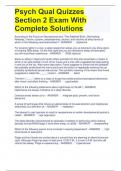Psych Qual Quizzes Section 2 Exam With Complete Solutions