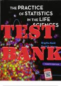 TEST BANK for Practice of Statistics in the Life Sciences 4th Edition by Brigitte Baldi & David Moore. ISBN 9781319416850. Complete Chapters 1-28.