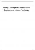 Portage Learning PSYC 140 Final Exam Developmental Lifespan Psychology