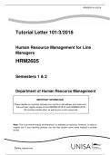 Human Resource Management for Line Managers HRM2605 Semesters 1 & 2 