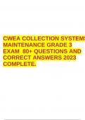 CWEA COLLECTION SYSTEMS MAINTENANCE GRADE 3 EXAM 80+ QUESTIONS AND CORRECT ANSWERS 2023 COMPLETE.