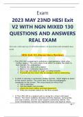 Exam 2023 MAY 23ND HESI Exit V2 WITH NGN MIXED 130 QUESTIONS AND ANSWERS REAL EXAM 2023 