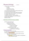Biopsychology revision notes :  Psychology AQA A level