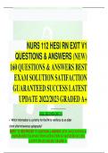 NURS 112 HESI RN EXIT V1 QUESTIONS & ANSWERS (NEW) 160 QUESTIONS & ANSWERS BEST EXAM SOLUTION SATIFACTION GUARANTEED SUCCESS LATEST UPDATE 2022/2023 GRADED A+