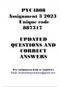 PYC4808 Assignment 3 2023 (Essay) TWO Essays 887317 