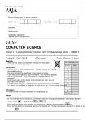 AQA GCSE COMPUTER SCIENCE Paper 1C MAY 2023 QUESTION PAPER - Computational thinking and programming skills – VB.NET